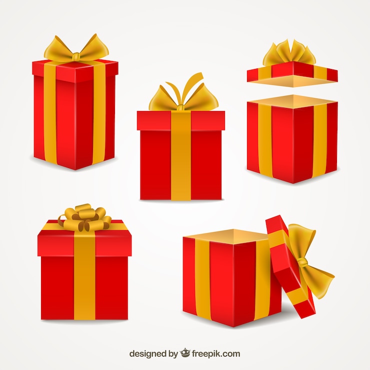 Free Vector red giftboxes collection