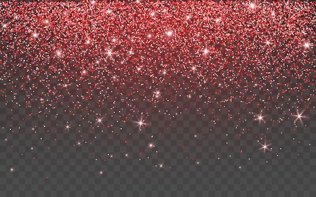 Red glitter sparkle on a transparent background. vibrant background with twinkle lights.