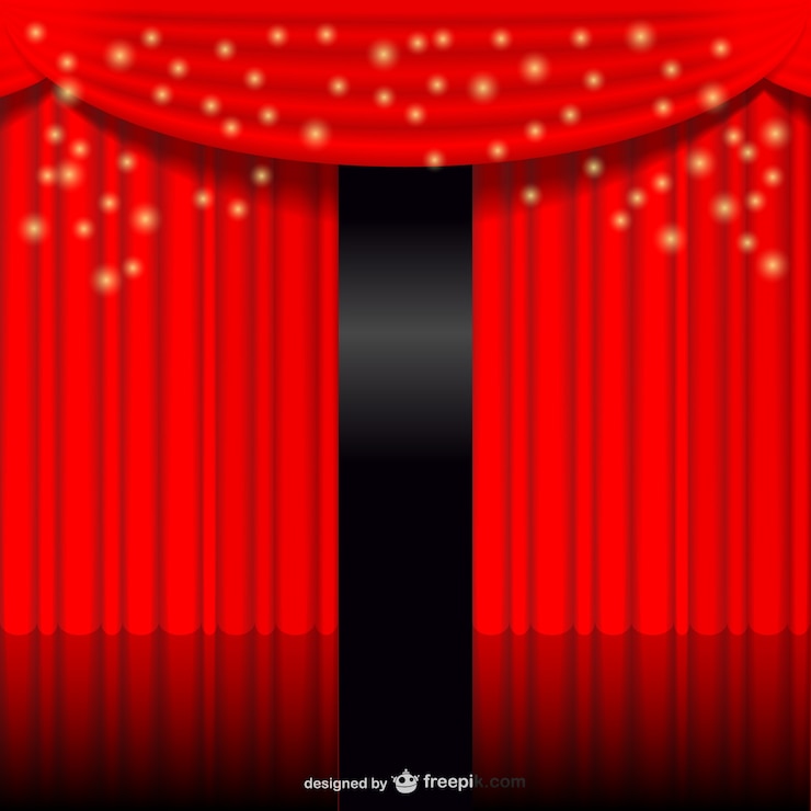 무료 Vector 붉은 빛나는 커튼