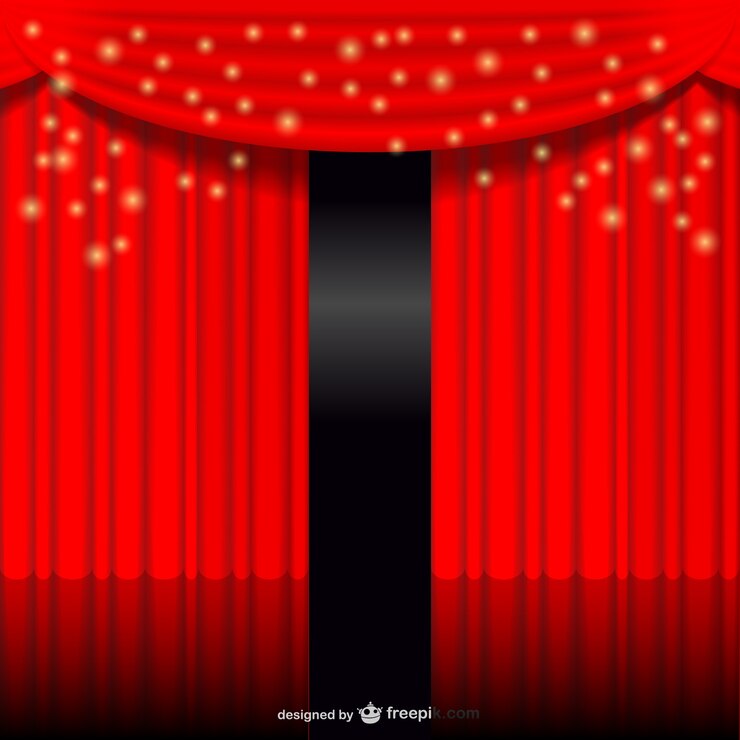 무료 Vector 붉은 빛나는 커튼