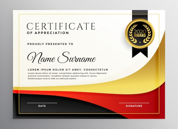 Free vector red and gold business certificate template