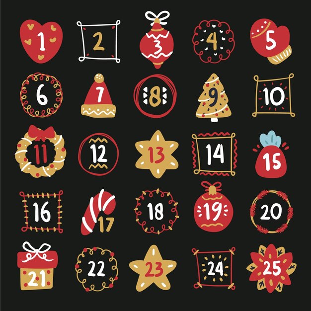 Red and golden advent calendar