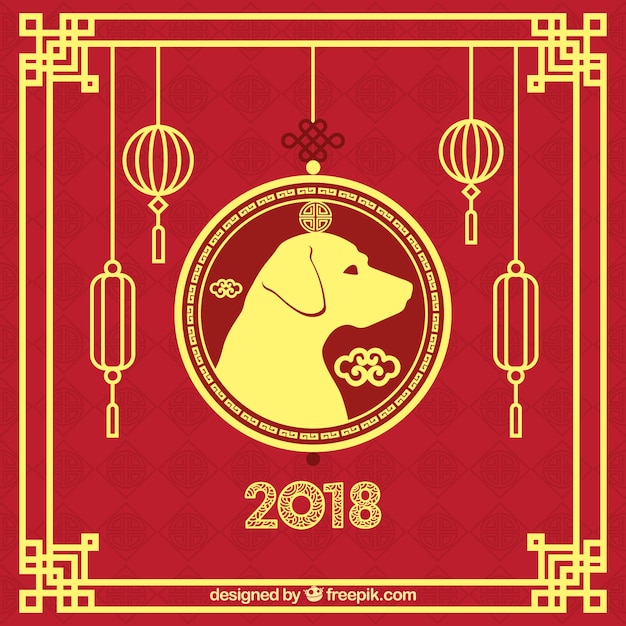 中国の新年のための赤と黄金の背景