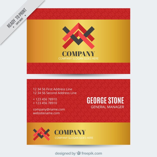 Red and golden business card