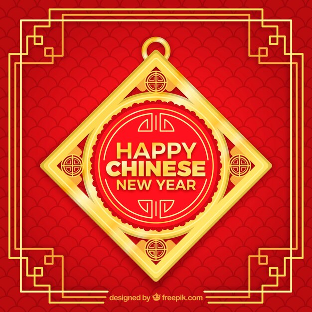 赤と黄金の中国の新年の背景