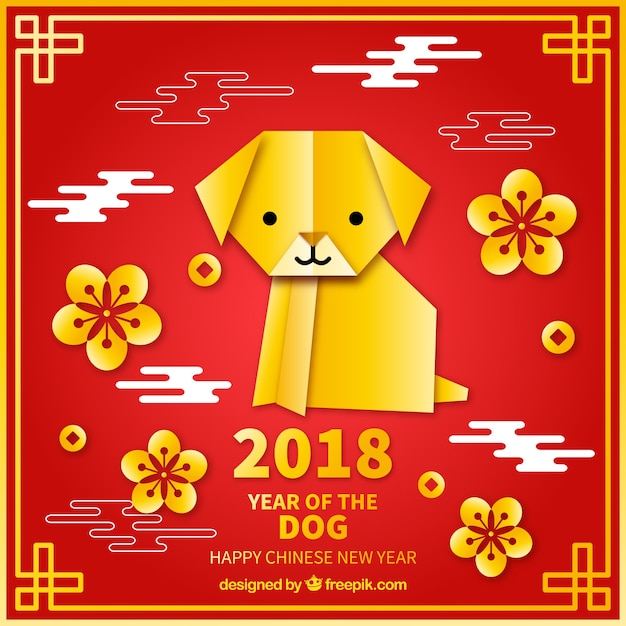 Free vector red & golden chinese new year background