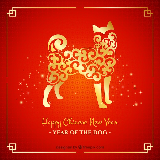 Free vector red & golden chinese new year background