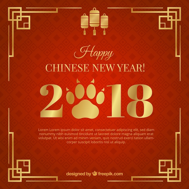 Free vector red & golden chinese new year background