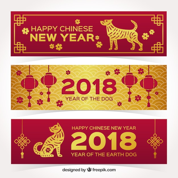 Red & golden chinese new year banners