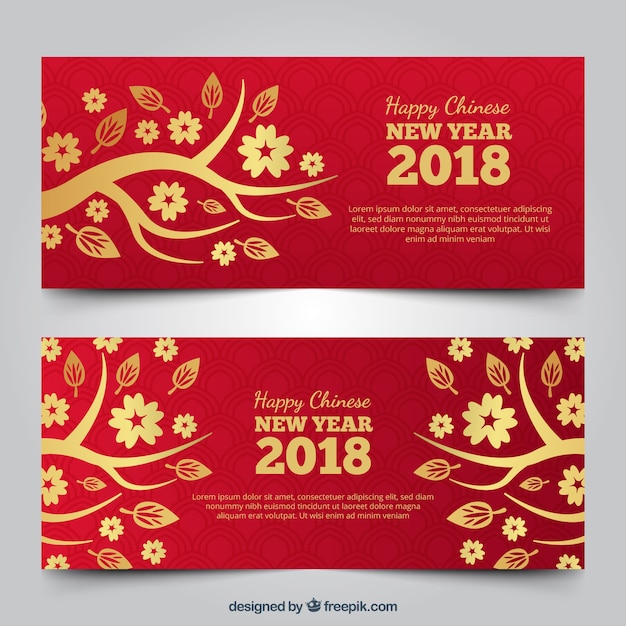 Red & golden chinese new year banners