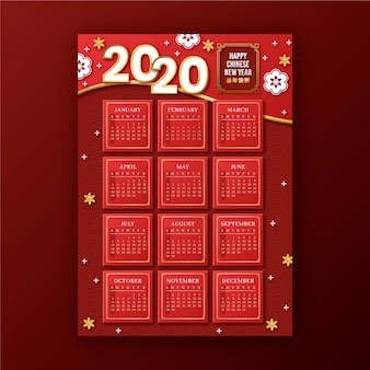 Red & golden chinese new year calendar