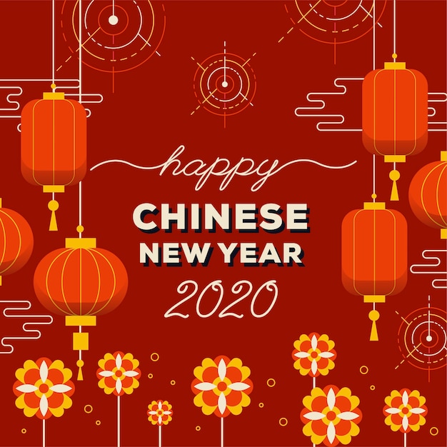 Free vector red & golden chinese new year