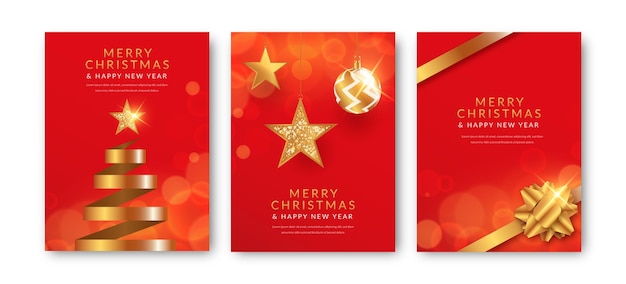 Red and golden christmas cards