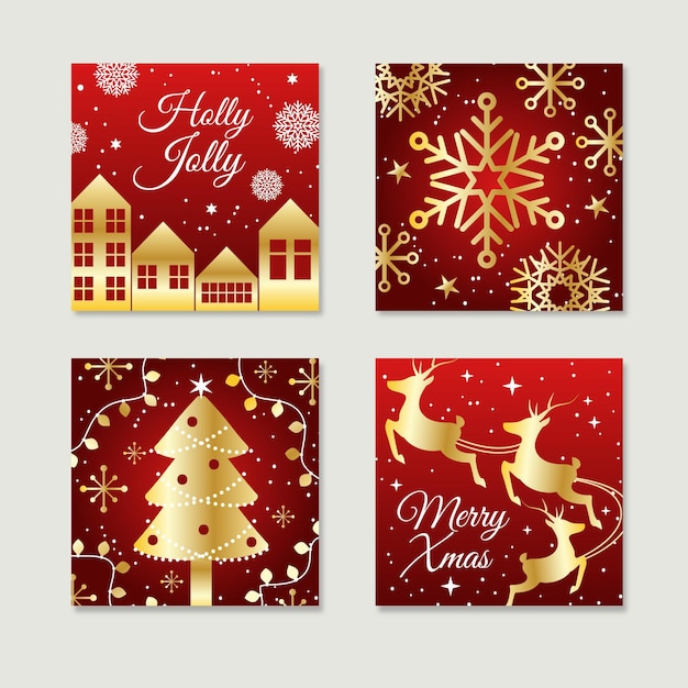 Red and golden christmas cards