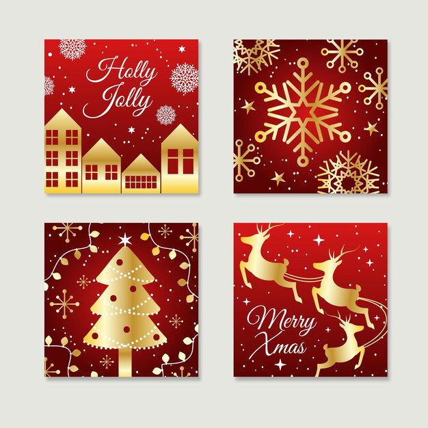 Red and golden christmas cards