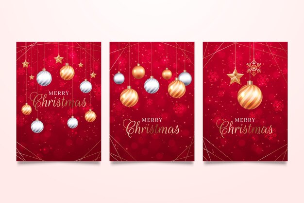 Red and golden christmas cards