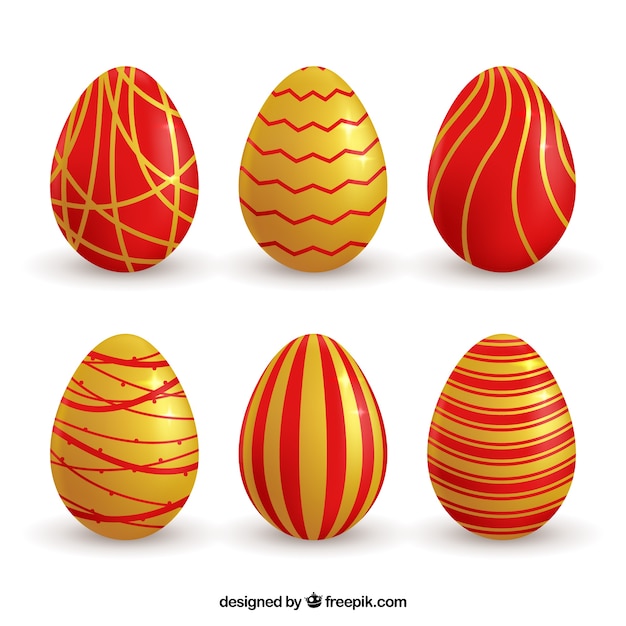 Red and golden easter egg collection