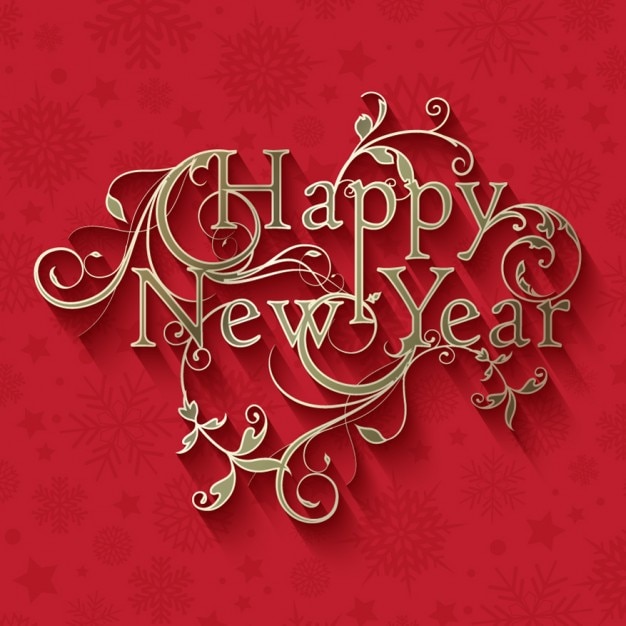 Red and golden ornamental new year card