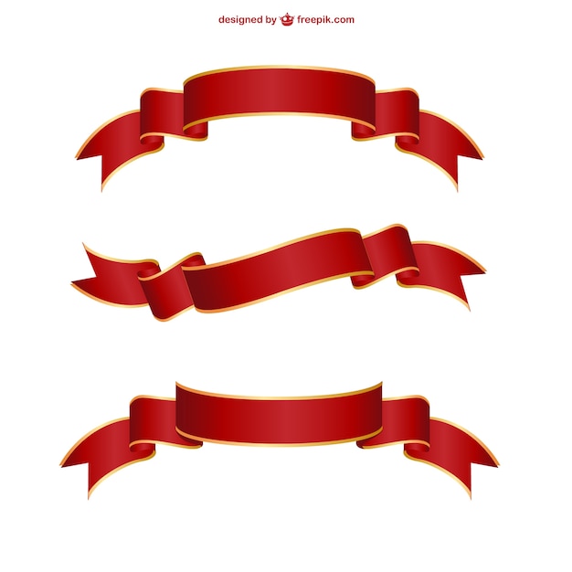 Free vector red and golden ribbons