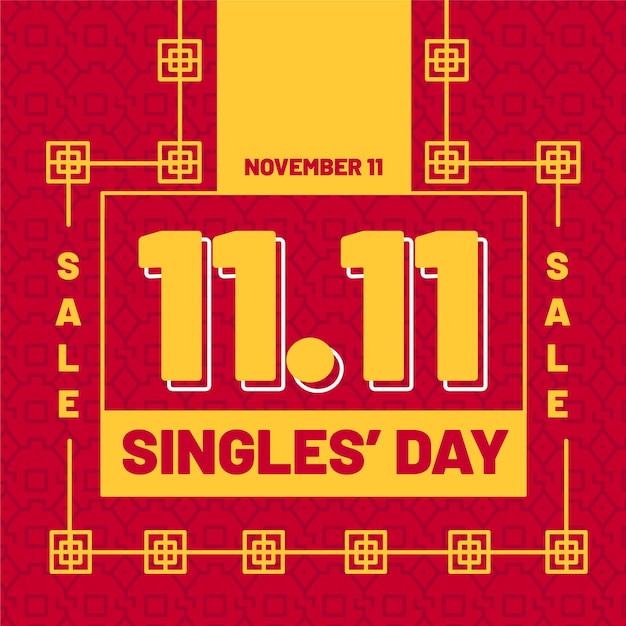 Red and golden singles day theme