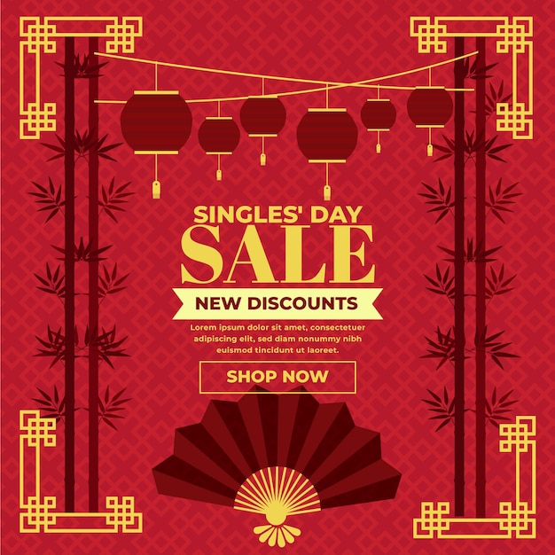 Red and golden singles day