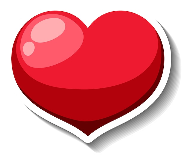 Free vector a red gradient heart cartoon sticker