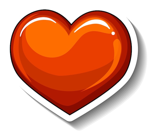 A red gradient heart cartoon sticker