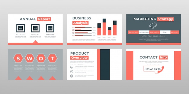 Red gray colored Swot Analyze concept power point presentation pages template
