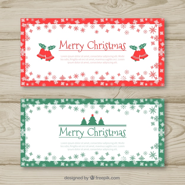 Free vector red and green christmas banners