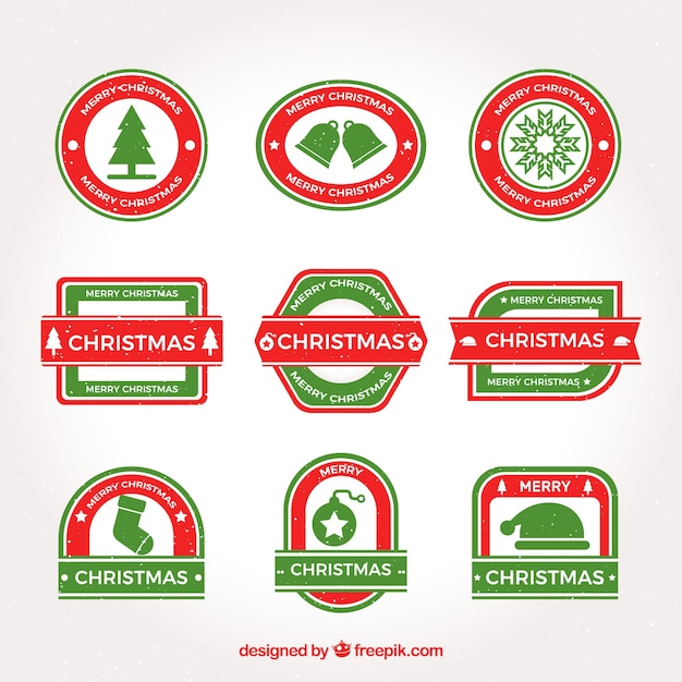 Red and green christmas stamps