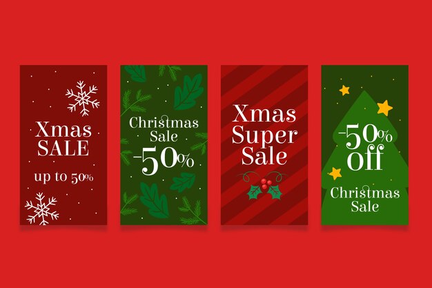 Red and green christmas super sales instagram story