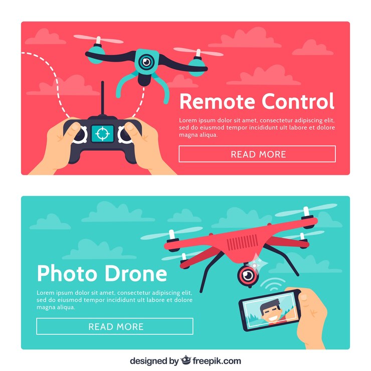 Free Vector red and green drone banners