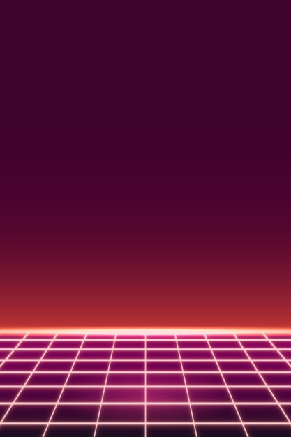 Red grid neon patterned background vector