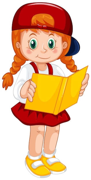 Free vector red haird girl holding book