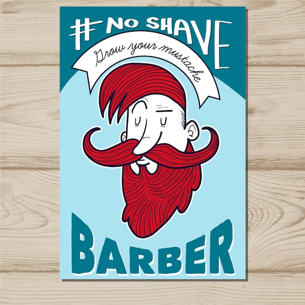 Free vector red haired movember poster template