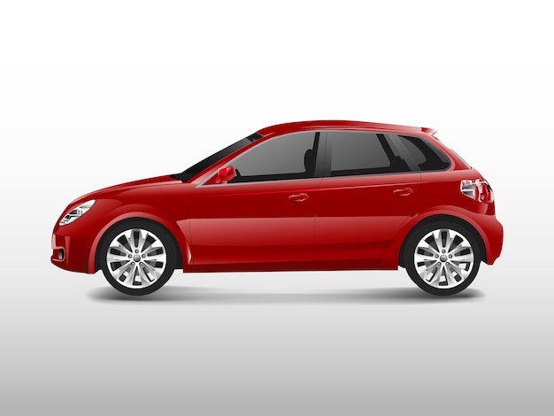 Red hatchback car isolated on white vector