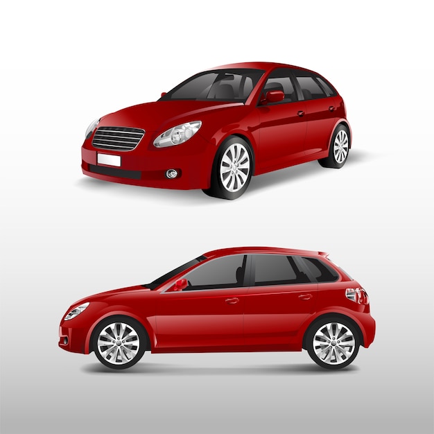 Red hatchback car isolated on white vector
