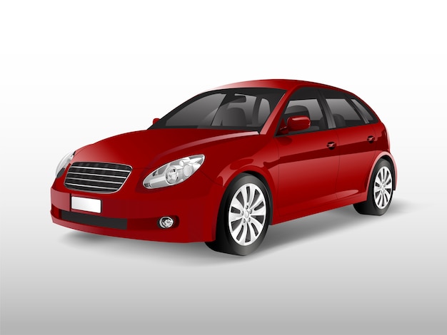 red hatchback car isolated on white vector