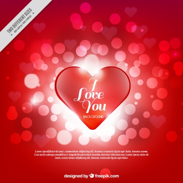 Free vector red heart background with bokeh effect