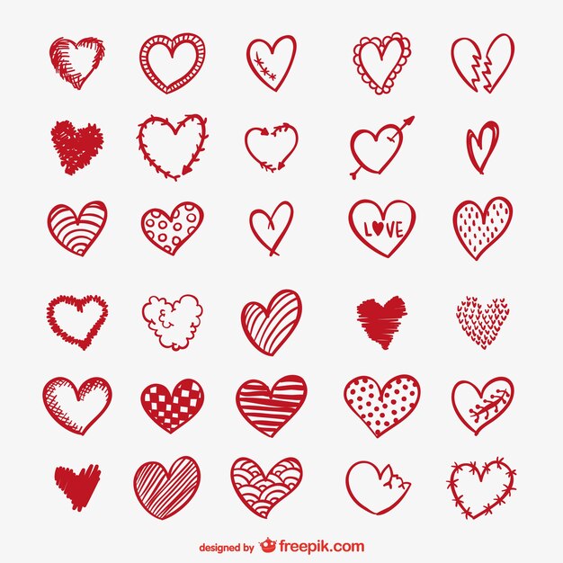 Red heart drawings