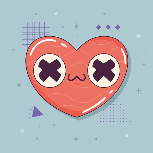 Free vector red heart retro style