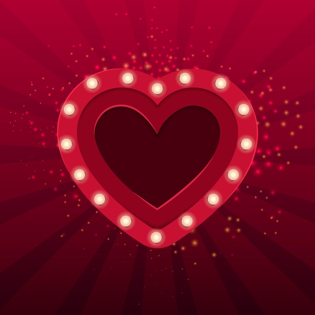 Free vector red heart with bulbs