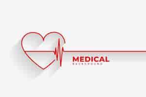 Free vector red heart with heartbeat line medical background