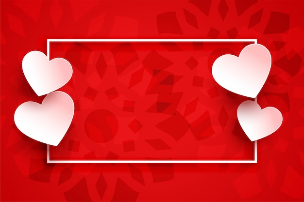 Red hearts background frame with text space