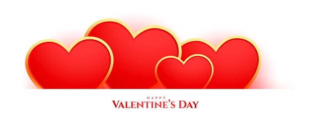 Free vector red hearts banner for happy valentines day