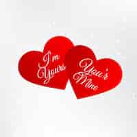 Бесплатное векторное изображение Красные сердца с любовью сообщение