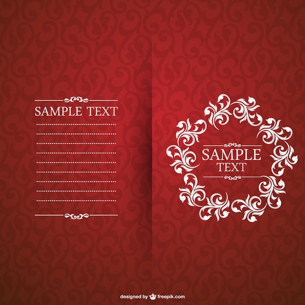 Free vector red invitation with floral frame