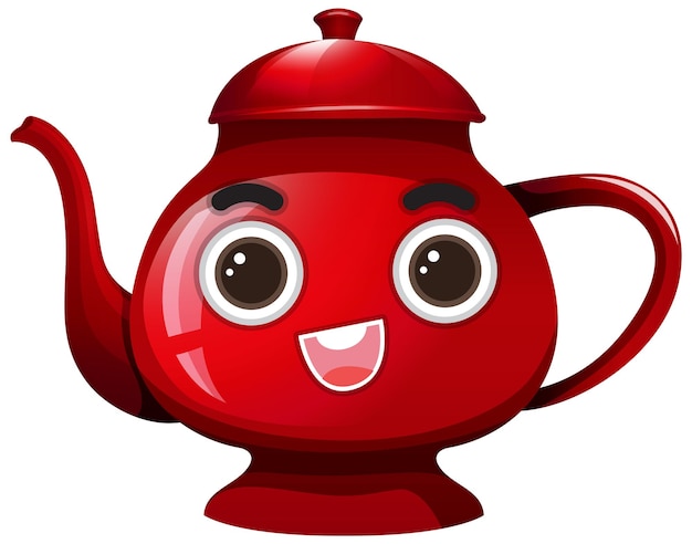 Free vector a red kettle cartoon character