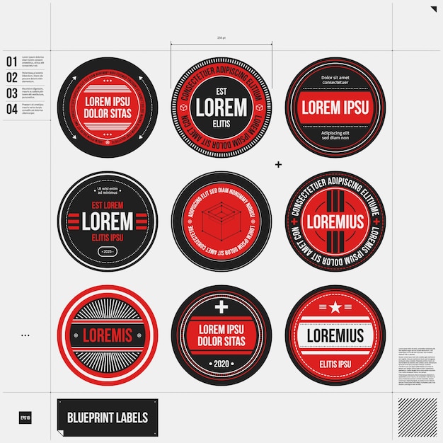 Free vector red labels collection