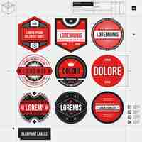 Free vector red labels collection